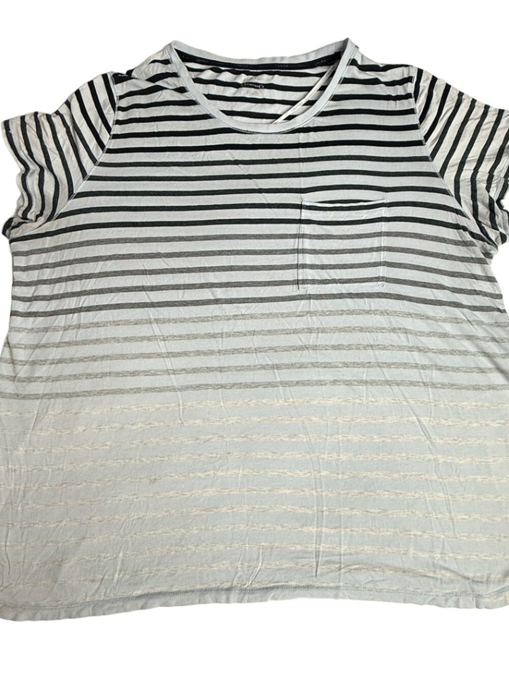 Calvin Klein Women’s Striped Pocket TShirt Light Blue/White Short Sleeve 2X